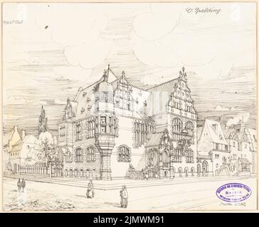 Spalding Otto (1863-1945), Rathaus Bonn-Poppelsdorf. Concours mensuel juillet 1894 (07,1894): Perspective View. Encre sur carton, 24,2 x 29,3 cm (y compris les bords de balayage) Spalding Otto (1863-1945): Rathaus, Bonn-Poppelsdorf. Monatskonkurrenz Juli 1894 Banque D'Images