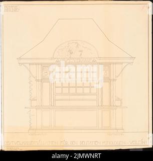 Virck Friedrich Wilhelm (1883-1926), maison de vente de fruits. Compétition mensuelle Mai 1914 (05,1914): Vue de face supérieure 1:10. Pause légère sur papier, 59,9 x 61 cm (y compris les bords de balayage) Virck Friedrich Wilhelm (1883-1926): Obstverkaufshäuschen. Monatskonkurrenz Mai 1914 Banque D'Images