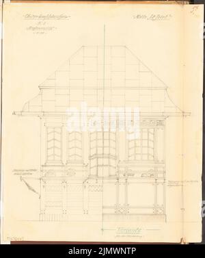 Architecte inconnu, maison de vente de fruits. Compétition mensuelle Mai 1914 (05,1914): Variante: Vue Vorale supérieure 1:10. Crayon sur transparent, 58,3 x 49 cm (y compris les bords de numérisation) N. : Obstverkaufshäuschen. Monatskonkurrenz Mai 1914 Banque D'Images