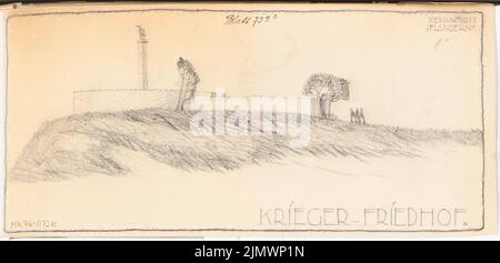 Virck Friedrich Wilhelm (1883-1926), cimetière déchu. Compétition mensuelle juin 1918 (06,1918) : vue latérale perspective. Crayon sur transparent, 18,7 x 38,8 cm (y compris les bords du scan) Virck Friedrich Wilhelm (1883-1926): Gefallenfriedhof. Monatskonkurrenz Juni 1918 Banque D'Images