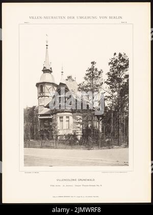 N.N., Villa (env 1900): NN (depuis : Hermann Rückwarth, nouvelles villas dans la région de Berlin). Photo sur carton, 50,2 x 37,6 cm (y compris les bords de balayage) Möller F. : Villa Anita (A. Janson), Berlin-Grunewald. (AUS: Hermann Rückwardt, Villen-Neubauten der Umgebung von Berlin) Banque D'Images