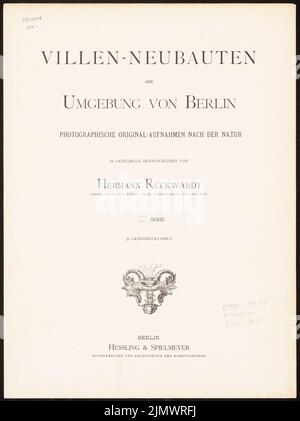 N.N., Villa (env 1900): NN (depuis : Hermann Rückwarth, nouvelles villas dans la région de Berlin). Photo sur carton, 49,9 x 37,4 cm (y compris les bords du scan) Rückwardt Hermann (1845-1919): Villen-Neubauten der Umgebung von Berlin Banque D'Images