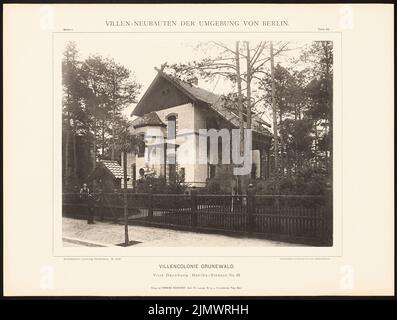 N.N., Villa (env 1900): NN (depuis : Hermann Rückwarth, nouvelles villas dans la région de Berlin). Photo sur carton, 37,5 x 49,6 cm (y compris les bords de balayage) Hoffmann Ludwig (1852-1932): Villa Dernburg, Berlin-Grunewald. (AUS: Hermann Rückwardt, Villen-Neubauten der Umgebung von Berlin) Banque D'Images