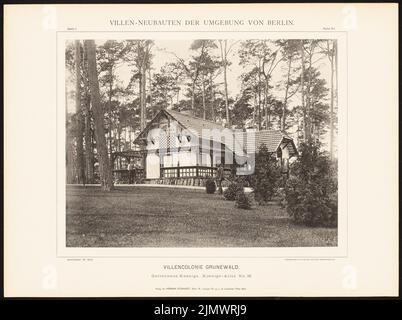 N.N., Villa (env 1900): NN (depuis : Hermann Rückwarth, nouvelles villas dans la région de Berlin). Photo sur carton, 37,3 x 50 cm (y compris les bords de balayage) Solf Hermann (1856-1909): Gartenhaus Koenigs, Berlin-Grunewald. (AUS: Hermann Rückwardt, Villen-Neubauten der Umgebung von Berlin) Banque D'Images