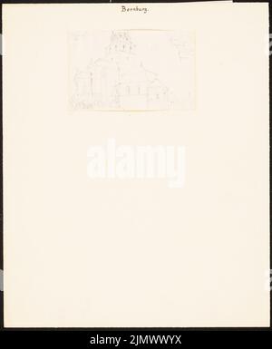 Quast Ferdinand von (1807-1877), Église du château de Bernburg (1861) : vue en perspective et cornice de détail. Crayon sur transparent, 35,4 x 29,2 cm (y compris les bords de balayage) Quast Ferdinand von (1807-1877): Schlossskirche, Bernburg Banque D'Images