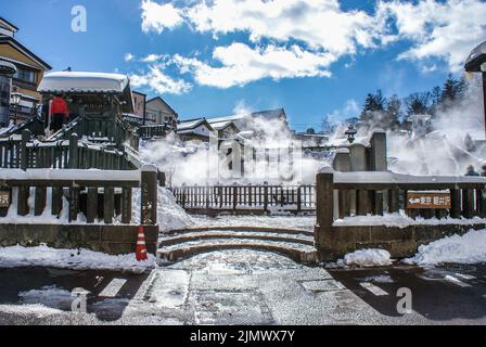 Champ d'eau chaude de la préfecture de Gunma, Kusatsu Onsen Banque D'Images