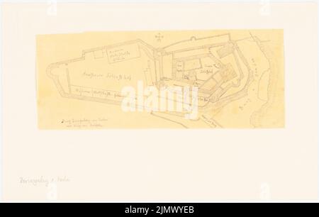 Quast Ferdinand von (1807-1877), Château de Zwingenberg sur le Neckar (sans dat.): Contrôle?: Plan d'étage du système global après la guerre de Hochfelden. Crayon sur transparent, 21,3 x 33,5 cm (y compris les bords de balayage) Quast Ferdinand von (1807-1877): Burg Zwingenberg/Neckar Banque D'Images