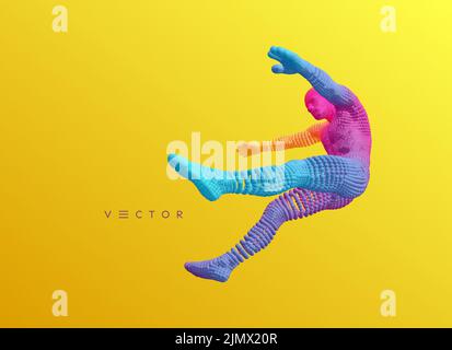 Homme glissant et tombant. Homme flottant et flottant dans l'air. 3D Illustration vectorielle. Illustration de Vecteur