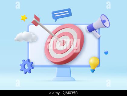 3D optimisation Seo et concept smm. Illustration de Vecteur