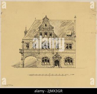 Stössel Karl (1873-1915), Ratswaage. Compétition mensuelle janvier 1900 (01,1900) : vue latérale supérieure ; barre d'échelle. Encre sur transparent, 26,6 x 29,2 cm (y compris les bords de numérisation) Stössel Karl (1873-1915): Ratswaage. Monatskonkurrenz Januar 1900 Banque D'Images