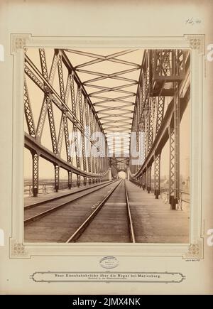 Architecte inconnu, pont de Nogat près de Marienburg (sans date): Vue. Photo sur carton, 58,1 x 42 cm (y compris les bords de balayage) Schwedler Johann Wilhelm (1823-1894): Neue Nogatbrücke, Marienburg Banque D'Images