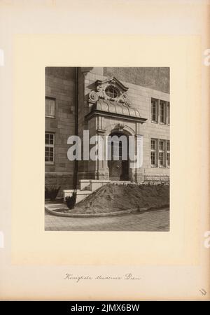 Architecte inconnu, Académie royale de Poznan (1910): Porte de vue. Photo sur carton, 41,6 x 29 cm (y compris les bords) Fürstenau Eduard August Wilhelm (1862-1938): Königliche Akademie, Posen Banque D'Images