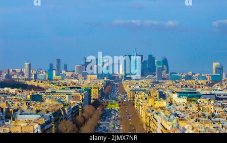 Le paysage urbain de Paris vu de l'Arc de Triomphe Banque D'Images