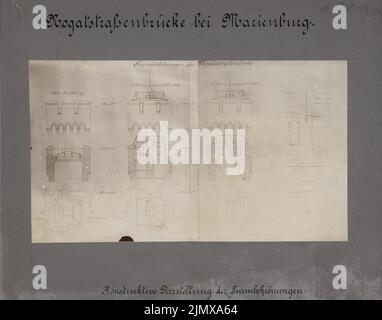 Architecte inconnu, pont de Nogat près de Marienburg (sans date): Plan d'étage. Photo sur carton, 27,7 x 35,3 cm (y compris les bords de numérisation) N.N. : Umbau der Alten Nogatbrücke, Marienburg Banque D'Images