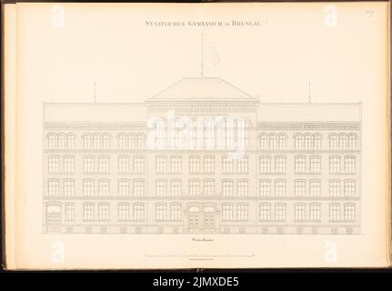 Architecte inconnu, König-Wilhelm-Gymnasium à Wroclaw (env 1886): vue de façade. Lithographie sur papier, 70,3 x 100,9 cm (y compris les bords de numérisation) N.N. : König-Wilhelm-Gymnasium, Breslau Banque D'Images