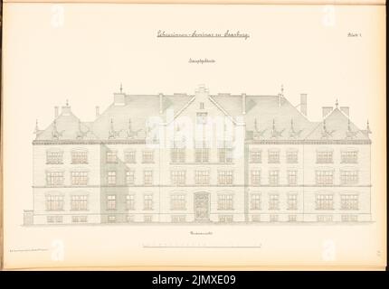 Architecte inconnu, séminaire d'enseignants, Saarburg (env 1889/1890) : contenu du plan N.N. détecté. Lithographie sur papier, 48,4 x 69,3 cm (y compris les bords de numérisation) N.N. : Lehrerinnenseminar, Saarburg Banque D'Images