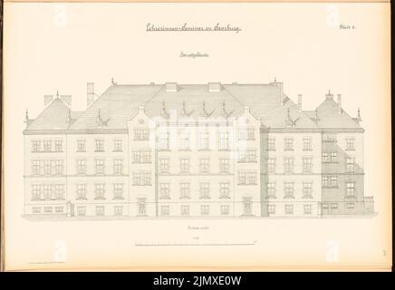 Architecte inconnu, séminaire d'enseignants, Saarburg (env 1889/1890) : contenu du plan N.N. détecté. Lithographie sur papier, 47,9 x 69,6 cm (y compris les bords de numérisation) N.N. : Lehrerinnenseminar, Saarburg Banque D'Images