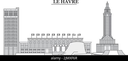 France, ville du Havre, illustration vectorielle isolée, icônes Illustration de Vecteur