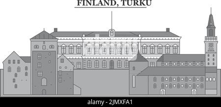 Finlande, Turku ville horizon isolé illustration vectorielle, icônes Illustration de Vecteur