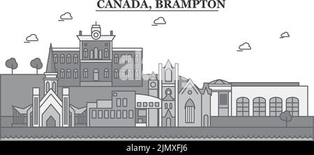 Canada, Brampton ville Skyline illustration vectorielle isolée, icônes Illustration de Vecteur