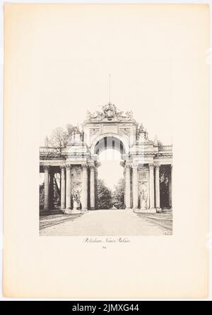 Gontard Carl von (1731-1791), communis, arcades au nouveau Palais de Potsdam (env 1900): Vue de l'arcade au nouveau Palais de Potsdam. Pression sur papier, 36,2 x 25,6 cm (y compris les bords de balayage) Gontard Carl von (1731-1791): Communis, Torbogen am Neuen Palais, Potsdam Banque D'Images