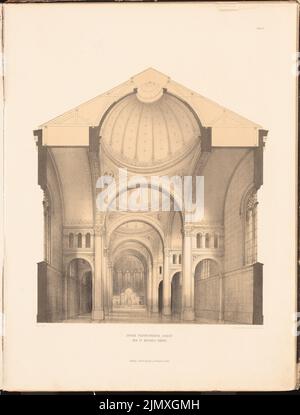 Soller août (1805-1853), catholique St. Michaelskirche à Berlin. (De: Dessins sur les églises, les maisons paroissiales et scolaires, éd. de la théorie royale prussienne de la superstructure, 1845-1855) (1845-1845): Perspective de l'intérieur. Lithographie colorée sur papier, 57,4 x 43,6 cm (y compris les bords de balayage) Soller août (1805-1853): Katholische St. Michaelskirche, Berlin. (AUS: Entwürfe zu Kirchen, Pfarr- und Schulhäusern, hrsg. Von der KGL. Preuß. Oberbaudeputation, 1845-1855) Banque D'Images