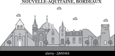 France, ville de Bordeaux, illustration vectorielle isolée, icônes Illustration de Vecteur