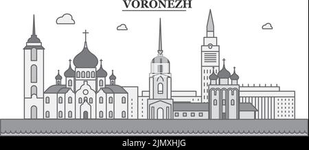 Russie, Voronezh ville horizon isolé illustration vectorielle, icônes Illustration de Vecteur