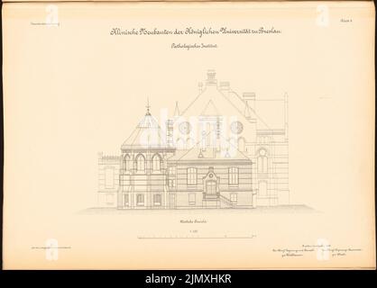 Diestel Georg (1854-1926), Université de Wroclaw. Instituts médicaux sur Maxstrasse. institut pathologique (1890-1892): Vue de l'Ouest 1: 100. Lithographie sur papier, 49,3 x 68,8 cm (y compris les bords de numérisation) Banque D'Images
