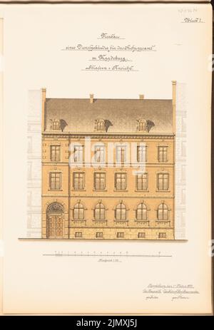 Architecte inconnu, Eichamt à Magdebourg (env 1893): Vue 1: 100. Lithographie colorée sur papier, 49 x 33,2 cm (y compris les bords de numérisation) Banque D'Images