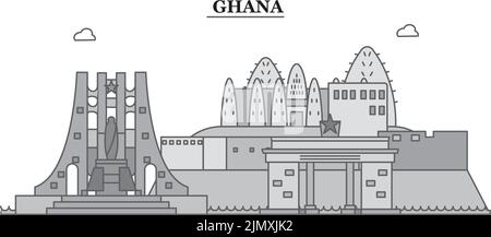 Illustration vectorielle isolée de la ville du Ghana, icônes Illustration de Vecteur