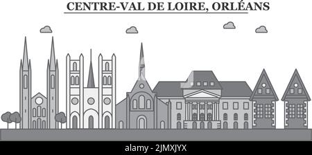 France, ville d'Orléans, illustration vectorielle isolée, icônes Illustration de Vecteur