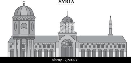 Illustration vectorielle isolée de la ville syrienne, icônes Illustration de Vecteur