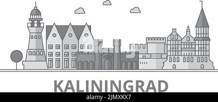 Russie, ville de Kaliningrad ville horizon isolé illustration vectorielle, icônes Illustration de Vecteur