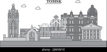 Russie, horizon de la ville de Tomsk illustration vectorielle isolée, icônes Illustration de Vecteur