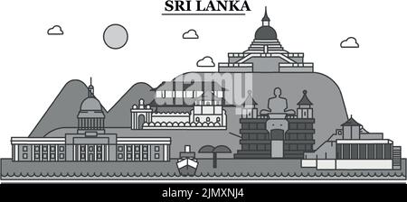 Illustration vectorielle isolée de la ville de Sri Lanka, icônes Illustration de Vecteur