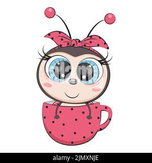 Adorable coccinelle, coccinelle. Incect. Illustration de Vecteur