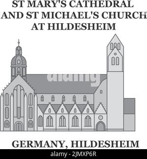 Allemagne, illustration vectorielle isolée de la ville de Hildesheim, icônes Illustration de Vecteur