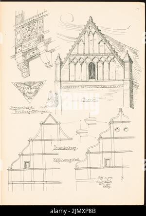 Academic Architects Berlin (AAVB), sketchbook SS 1901: Sketches from Braunschweig, Chorin, Brandenburg (1901-1901): Perspective Views Choir, Braunschweig, Views Brandenburg City Hall, Détails. Pression sur le papier, 43,9 x 31,2 cm (y compris les bords de numérisation) Banque D'Images