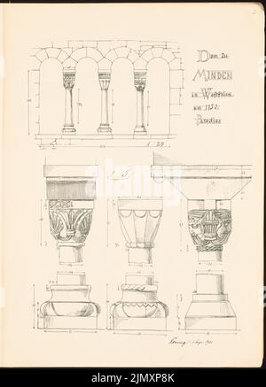 Architectes universitaires Berlin (AAVB), sketchbook SS 1901: Sketches de Minden (1901-1901): Cathédrale de Minden vers 1150, paradis, vues des détails 1:20 et 1: 5. Pression sur le papier, 44 x 31,6 cm (y compris les bords de numérisation) Banque D'Images