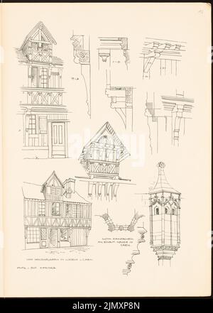 Academic Architects Berlin (AAVB), sketchbook SS 1901: Sketches from Caen (1901-1901): Perspectives, détails. Pression sur le papier, 44 x 31,4 cm (y compris les bords de numérisation) Banque D'Images