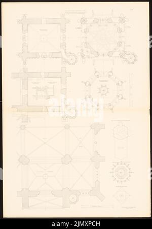 Egle Joseph von (1818-1899), Frauenkirche à Esslingen (1898-1898): Plan d'étage de tous les étages de la tour 1:40. Impression sur papier, 103,3 x 72 cm (bords de numérisation inclus) Banque D'Images