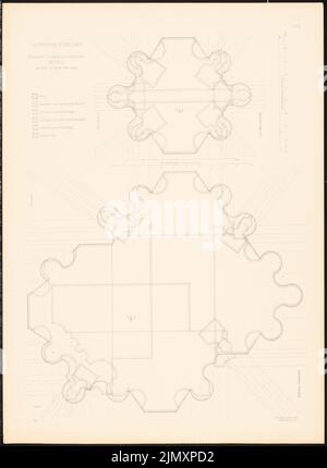 Egle Joseph von (1818-1899), Frauenkirche à Esslingen (1898-1898) : plan d'étage du pilier de la tour sud-est et du pilier de transport maritime sud-ouest. Pression sur le papier, 70,6 x 51,7 cm (y compris les bords de numérisation) Banque D'Images