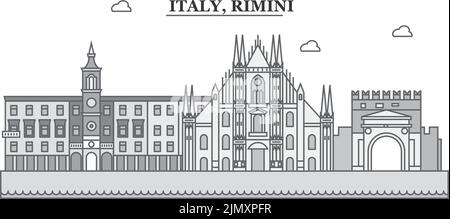 Italie, ville de Rimini, illustration vectorielle isolée, icônes Illustration de Vecteur