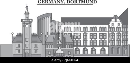 Allemagne, ville de Dortmund, illustration vectorielle isolée, icônes Illustration de Vecteur