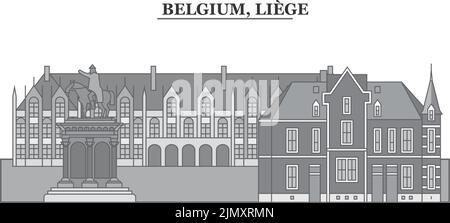 Belgique, ville de Liège illustration vectorielle isolée, icônes Illustration de Vecteur