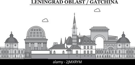 Russie, ville de Gatchina, illustration vectorielle isolée, icônes Illustration de Vecteur