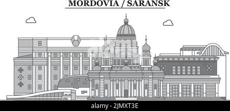 Russie, ville de Saransk, illustration vectorielle isolée, icônes Illustration de Vecteur