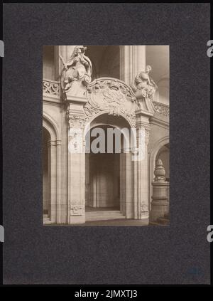 Mönnich Rudolf (1854-1922), cour criminelle et prison de l'enquête, Berlin-Moabit. Expansion (1907): Détaillée Hauptsteppenhalle Ostseiten. Photo sur papier, 55 x 41 cm (bords de numérisation inclus) Banque D'Images