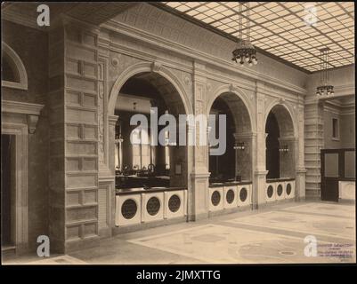 Schweitzer Heinrich (1871-1953), bâtiment commercial de la société commerciale de Berlin, Berlin. Extension (1909-1911) : salle des caisses avec commutateurs. Photo, crayon, 29,2 x 39 cm (y compris les bords de numérisation) Banque D'Images